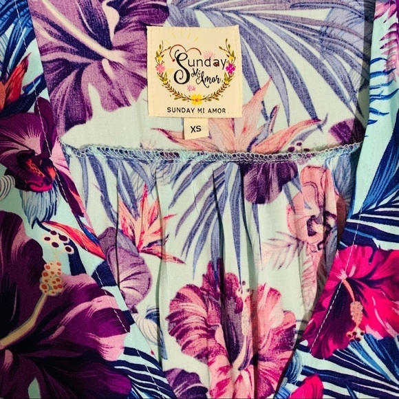 Sunday Mi Amor Maxi Purple Floral Summer Dress Size XS MSRP $80 - Picture 7 of 7